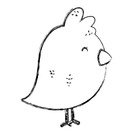 grunge cute chick farm animal icon vector illustrationのイラスト素材