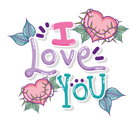 I love you card message cute cartoons designのイラスト素材
