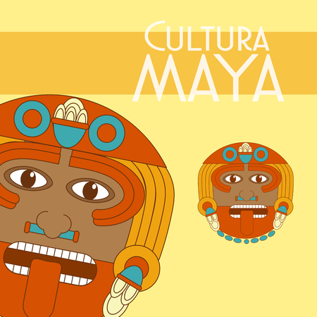 Illustration for Cultura maya god sculpture poster vector illustration graphic design - Royalty Free Image