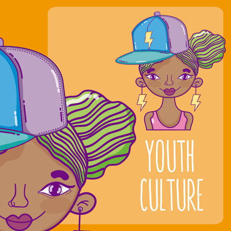 Fashion young woman millenial cartoon vector illustration graphic designのイラスト素材