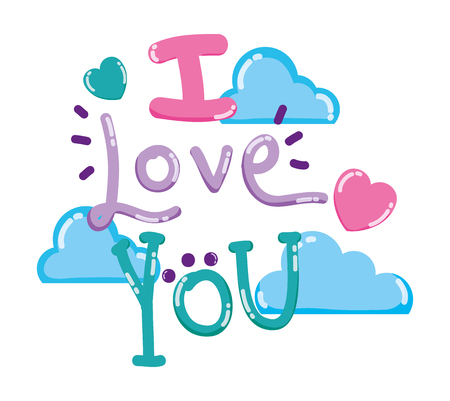 I love you card message cute cartoons design vector illustration graphic designのイラスト素材