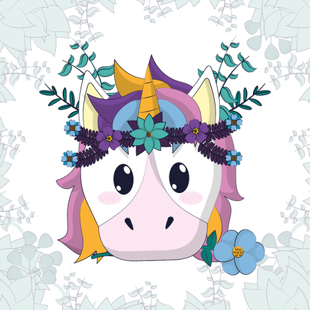 Beautiful and magic unicorn cartoonの写真素材