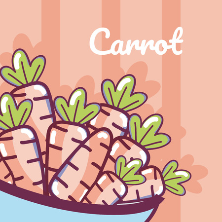 Carrots on bowl fresh vegetables cartoons vector illustration graphic designのイラスト素材
