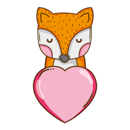 cute fox with heart love sign vector illustrationのイラスト素材