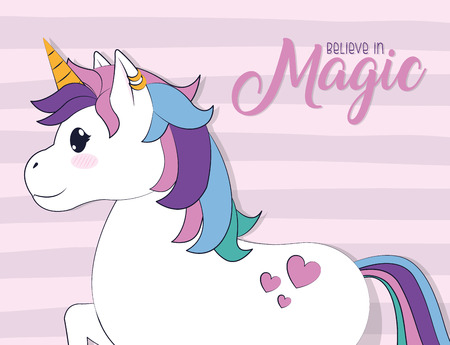 Beautiful and magic unicorn cartoonの写真素材