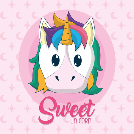 Cute unicorn fantasy cartoonの写真素材