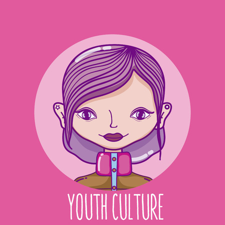Fashion young woman millenial cartoon vector illustration graphic designのイラスト素材