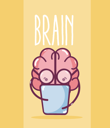 Cute brain cartoon cardの写真素材