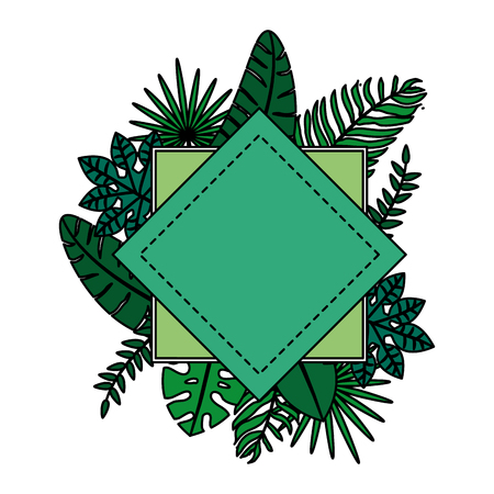 color decoration branches exotic plants leaves vector illustrationのイラスト素材