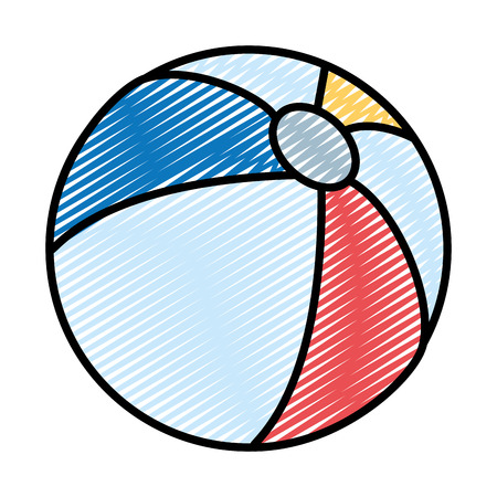 doodle beach ball inflatable toy of summerのイラスト素材