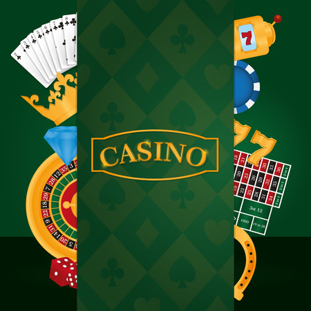 Casino roulette cards and chips vector illustration graphic designのイラスト素材