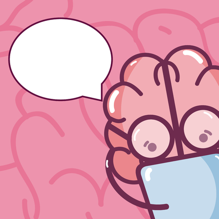 Cute brain cartoon cardの写真素材