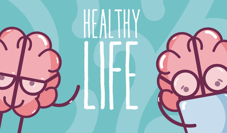 Cute brain cartoon cardの写真素材