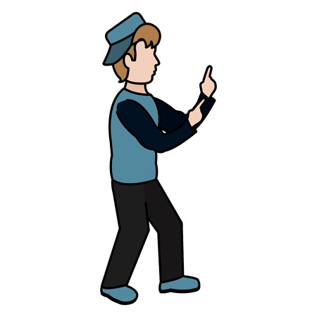 color funny man with cal and casual clothes vector illustrationのイラスト素材