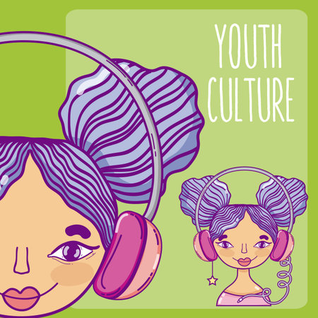 Fashion young woman millenial cartoon vector illustration graphic designのイラスト素材