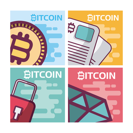 Set of bitcoins cards collection vector illustration graphic designのイラスト素材