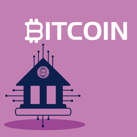 Bitcoin bank building symbol vector illustration graphic designのイラスト素材