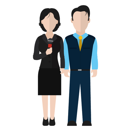 professional woman reporter together man vector illustrationのイラスト素材