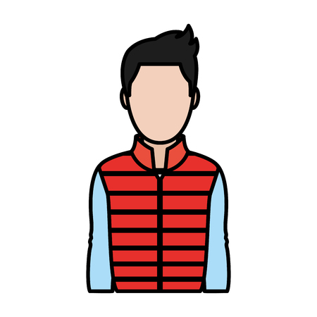 color cute man with clothes design and hairstyle vector illustrationのイラスト素材
