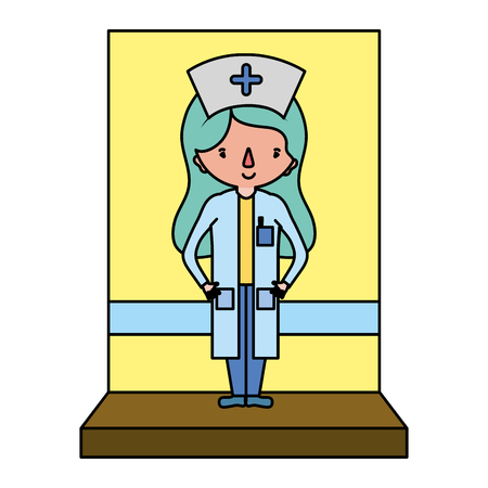 color beauty nurse with professional uniform style vector illustrationのイラスト素材