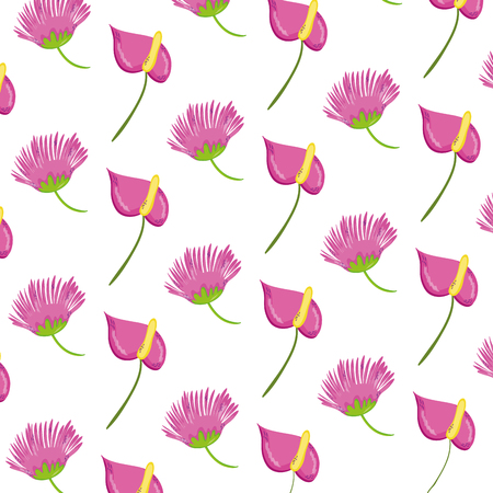 cute tropical flowers with petals background vector illustrationのイラスト素材