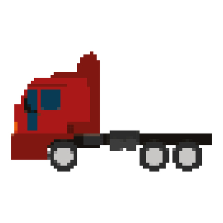 pixelated truck cargo delivery transportのイラスト素材