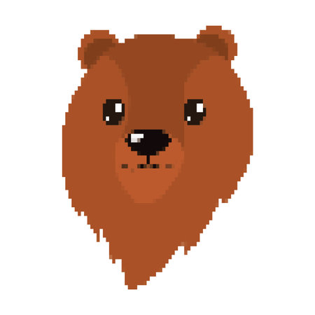 pixelated bear head wild animal vector illustration