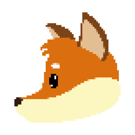 pixelated fox head wild animal vector illustrationのイラスト素材