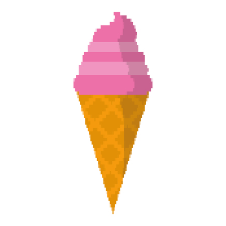 pixelated sweet ice cream dessert vector illustrationのイラスト素材