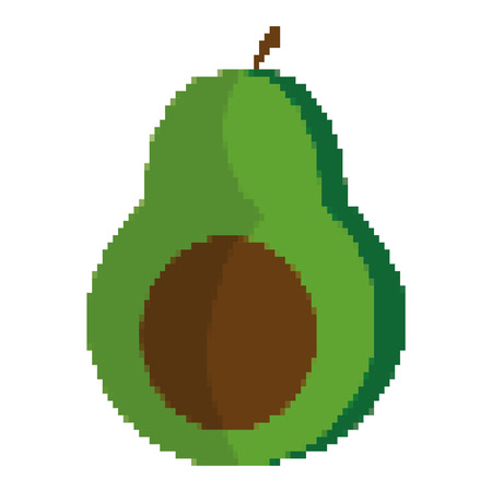 pixelated delicious avocado fruit nutritionのイラスト素材