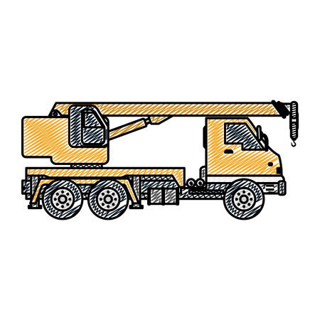 doodle truck pulleys construction equipment service vector illustrationのイラスト素材