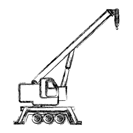 grunge truck pulleys construction industry service vector illustrationのイラスト素材