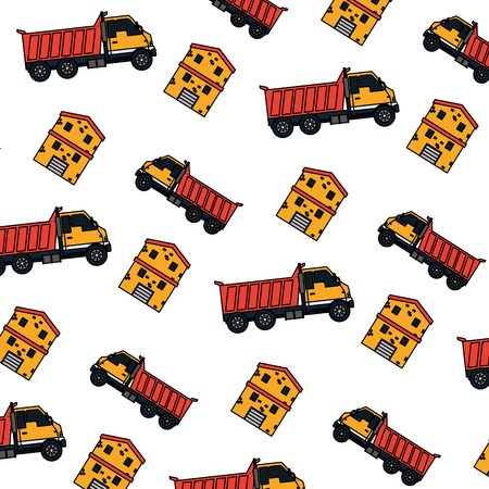 color truck equipment service building background vector illustrationのイラスト素材
