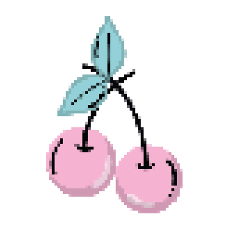 pixelated delicious cherry fruit nutrition vector illustrationのイラスト素材