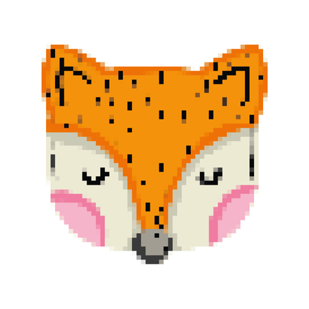 pixelated fox head cute animal vector illustrationのイラスト素材