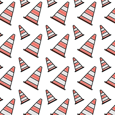 doodle traffic cone warning attention background vector illustrationのイラスト素材