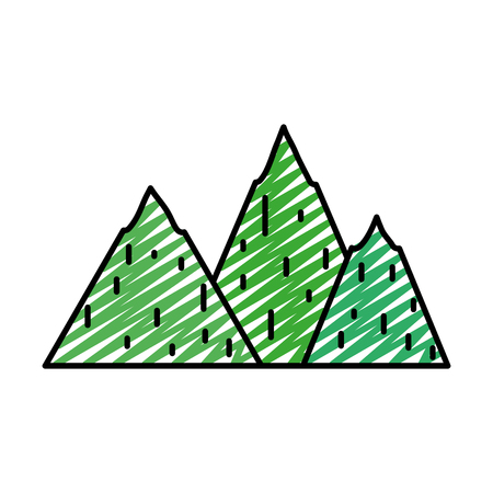 doodle beauty mountain natural ecology styleのイラスト素材