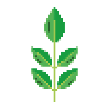 pixelated exotic nice plant leaves style vector illustrationのイラスト素材