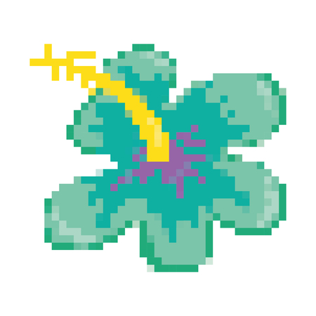 pixelated tropical flower with exotic petals vector illustrationのイラスト素材