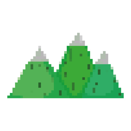 pixelated beauty mountain natural ecology style vector illustrationのイラスト素材