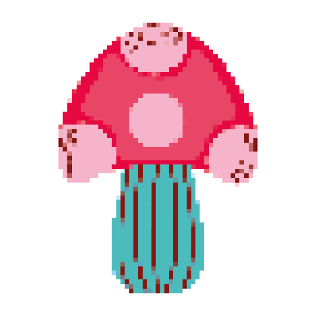 pixelated nature fungus vegetable plant vector illustrationのイラスト素材