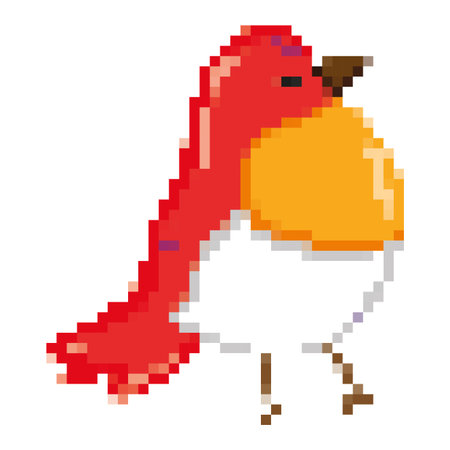 pixelated beauty tropical bird exotic animalのイラスト素材