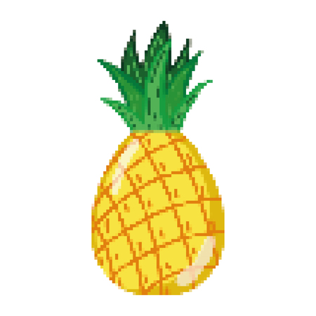 pixelated delicious pineapple fresh fruit nutrition vector illustrationのイラスト素材