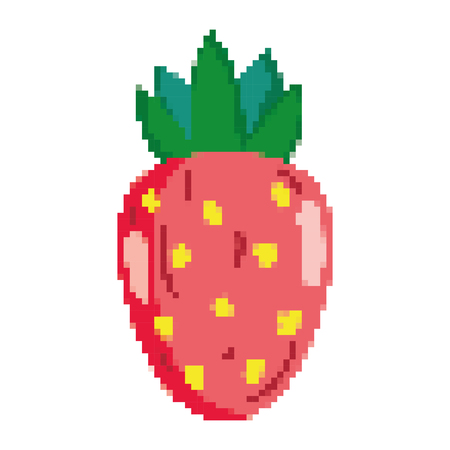 pixelated delicious strawberry fresh fruit nutrition vector illustrationのイラスト素材