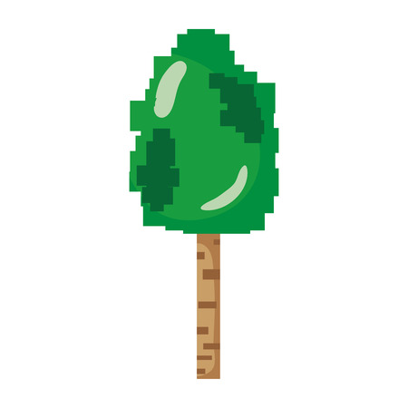 pixelated exotic tree leaves with stalk vector illustrationのイラスト素材