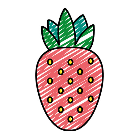 doodle delicious strawberry fresh fruit nutrition vector illustrationのイラスト素材