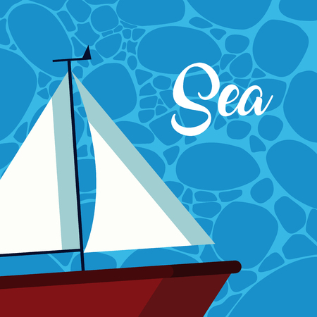 Sailboat over seabackground cartoons vector illustration graphic designのイラスト素材