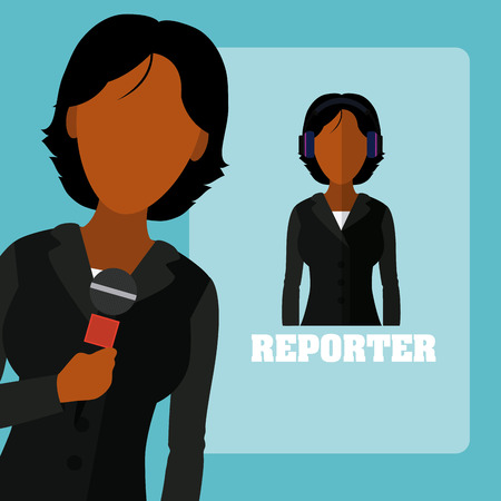 Woman journalist reporterのイラスト素材