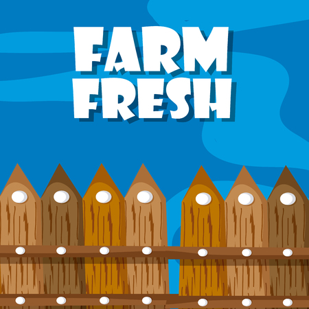 Farm fresh and wooden fence cartoons vector illustration graphic designのイラスト素材