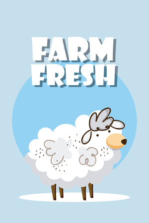Farm fresh cute sheep animal cartoon vector illustration graphic designのイラスト素材
